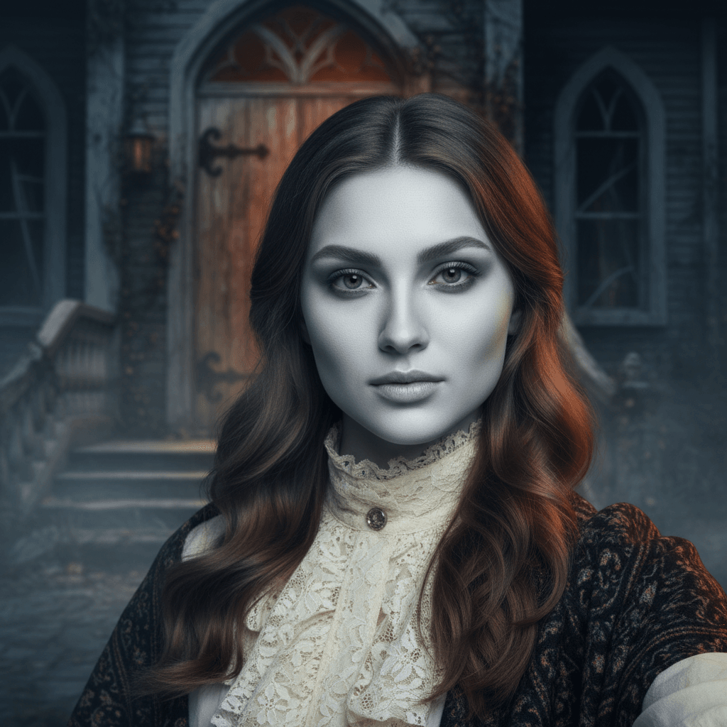 AI Generated Haunted Mansion Selfie style portrait