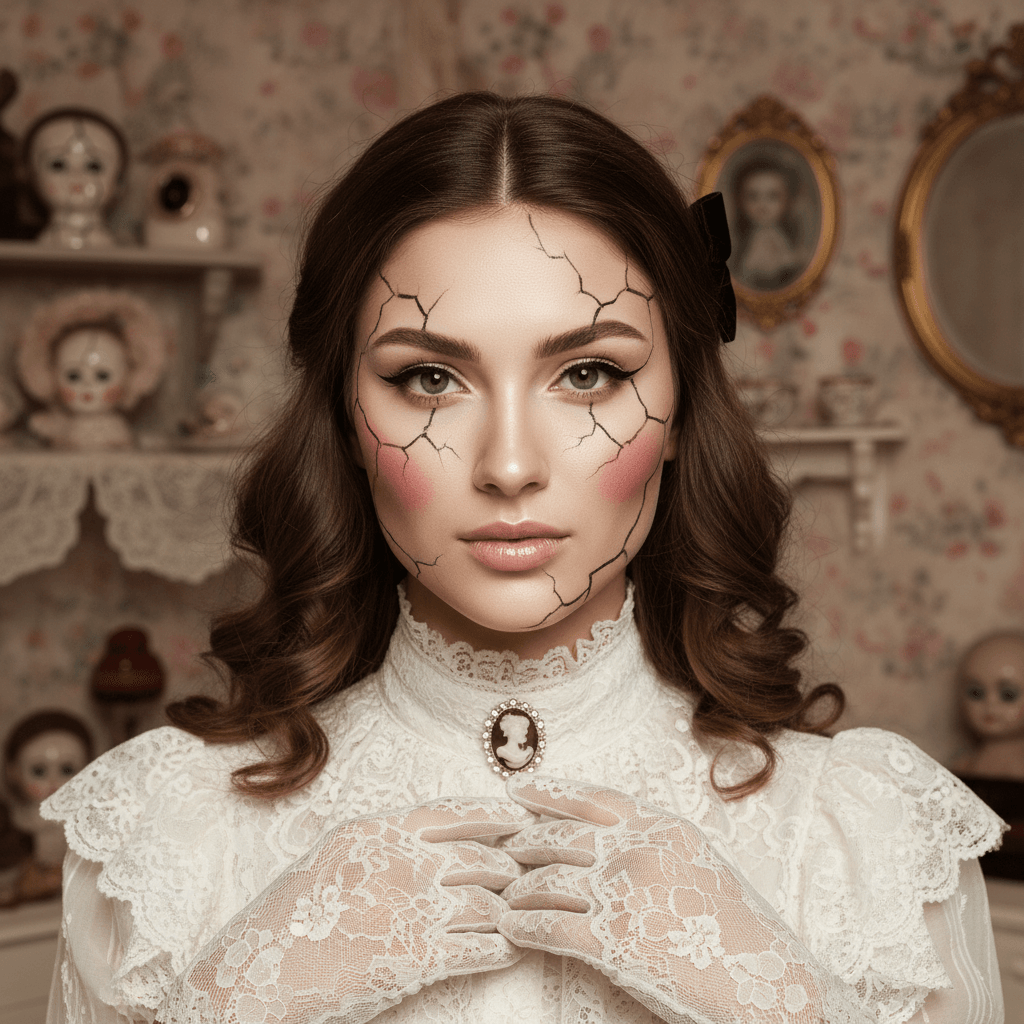 Porcelain Doll Halloween profile picture with cracked makeup