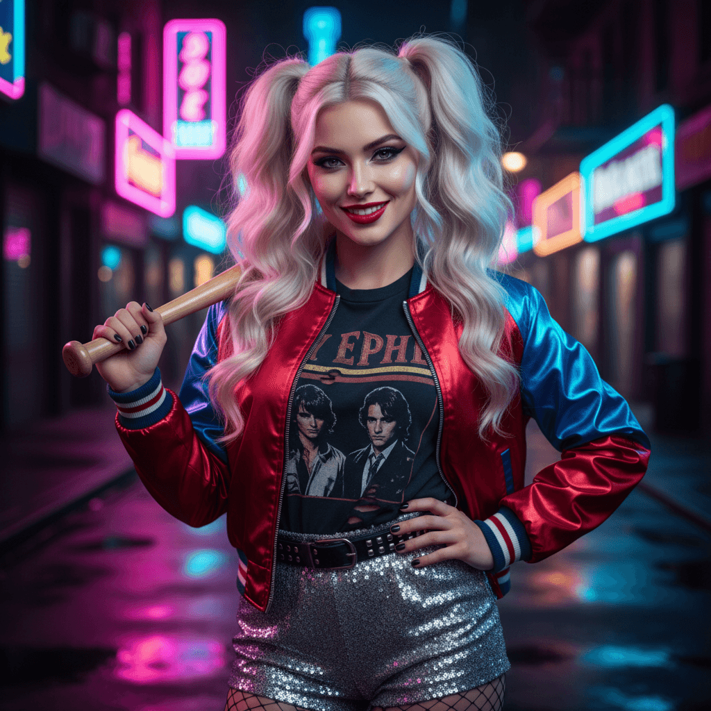 AI Generated Harley Quinn style portrait