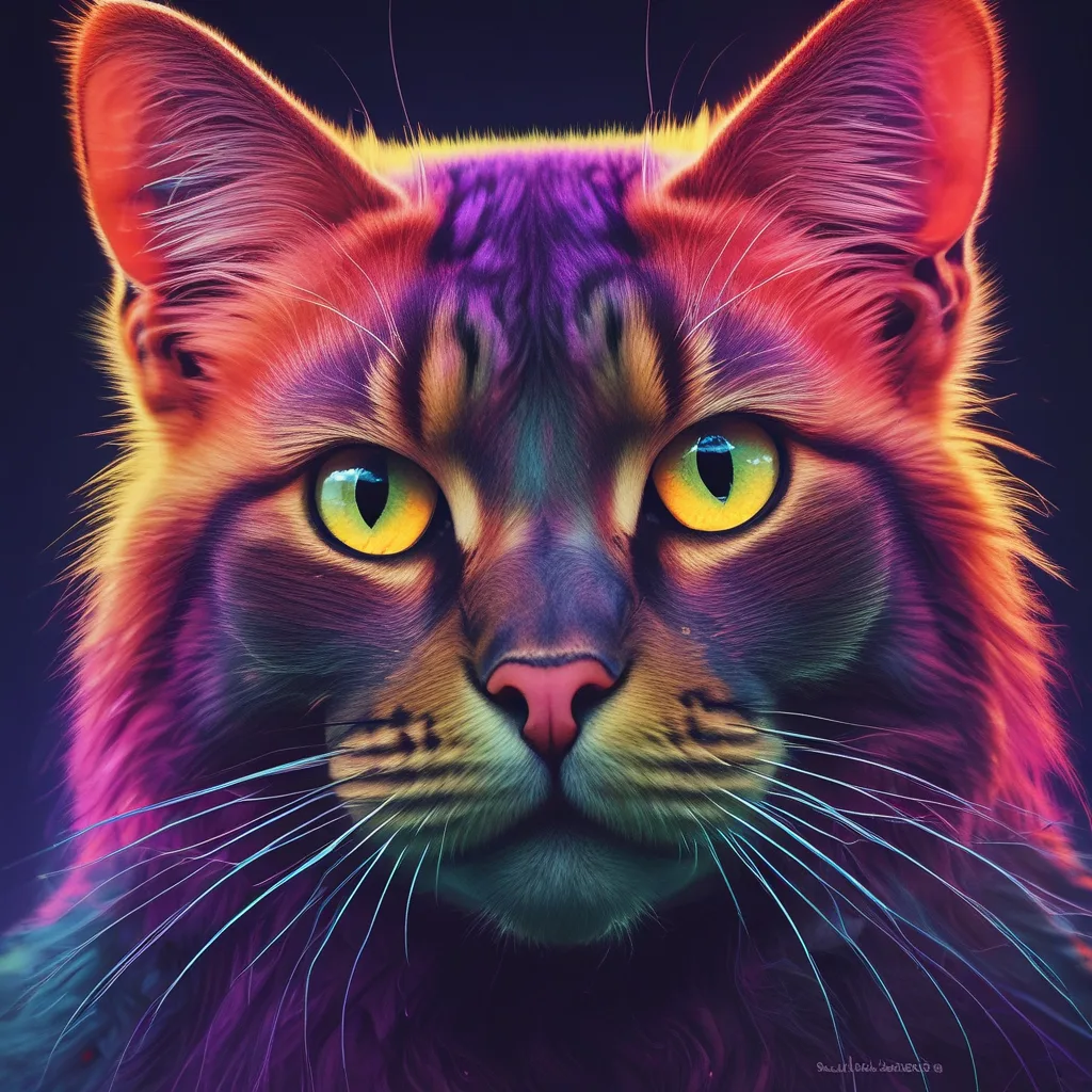 Neon Whiskers cat PFP