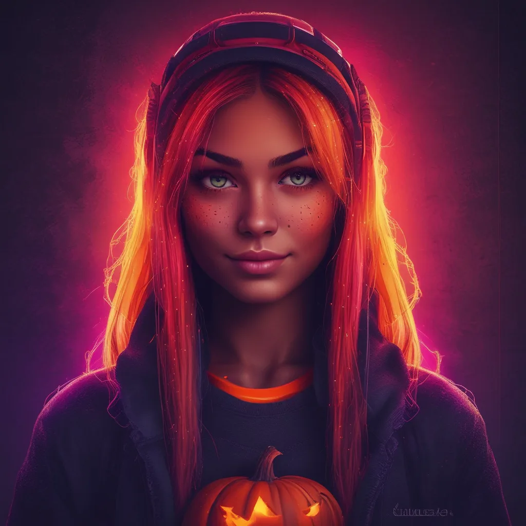 Neon Pumpkin halloween PFP