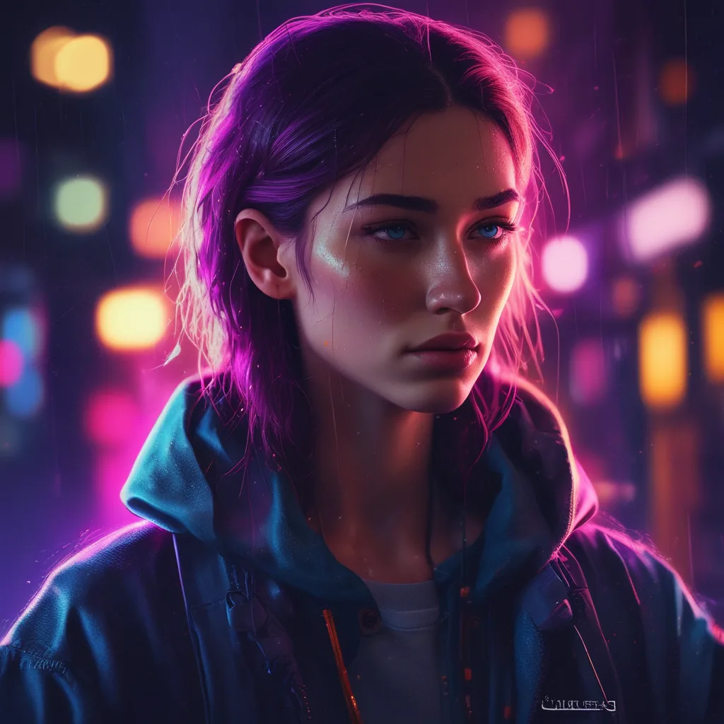 Neon Rain sad PFP